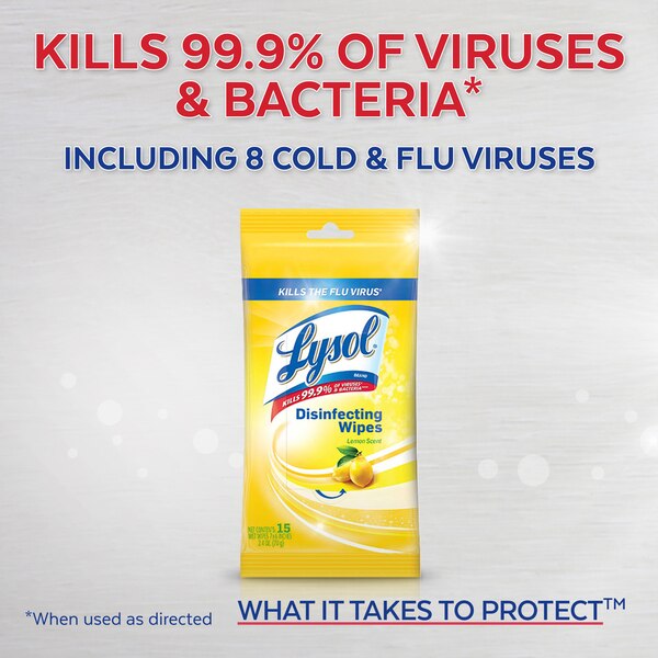 Lysol Travel Size Disinfecting Wipes, 15CT