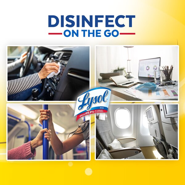LYSOL Disinfecting Wipes, Lemon & Lime Blossom, To-Go Flatpack, 15 CT