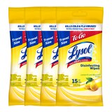 LYSOL Disinfecting Wipes, Lemon & Lime Blossom, To-Go Flatpack, 15 CT, thumbnail image