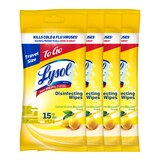 LYSOL Disinfecting Wipes, Lemon & Lime Blossom, To-Go Flatpack, 15 CT, thumbnail image
