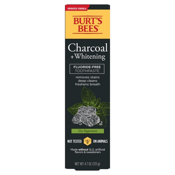 Burt's Bees - Pasta dental con carbón, sabor Natural, sin flúor, Zen Peppermint, 4.7 oz