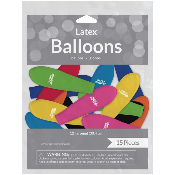 Rainbow Balloons 12-Inch Latex Balloons, Assorted Colors, 15 ct