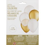 Rainbow Balloons 11-Inch Gold & White Latex Balloons, 15 ct, thumbnail image