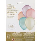 Rainbow Balloons 11-Inch Pastel Latex Balloons, Assorted Colors, 15 ct, thumbnail image