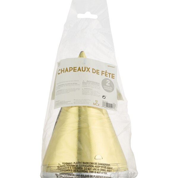 Amscan Party Impressions Cone Party Hats, Silver & Gold