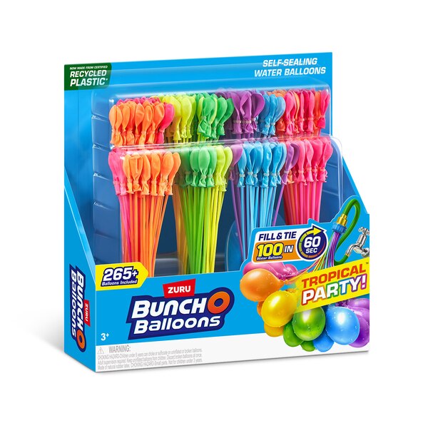 ZURU Bunch O Balloons Tropical Party Self-Sealing Water Balloons, 265 ct