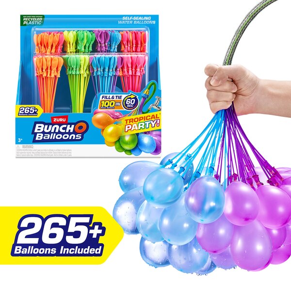 ZURU Bunch O Balloons Tropical Party Self-Sealing Water Balloons, 265 ct