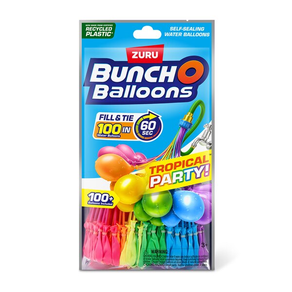Zuru Bunch O Balloons Tropical Party Self-Sealing Water Balloons, 100 ct