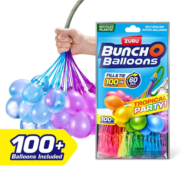 Zuru Bunch O Balloons Tropical Party Self-Sealing Water Balloons, 100 ct