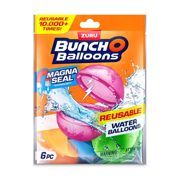 ZURU Bunch O Balloons Magna Seal Reusable Water Balloons, 6 ct