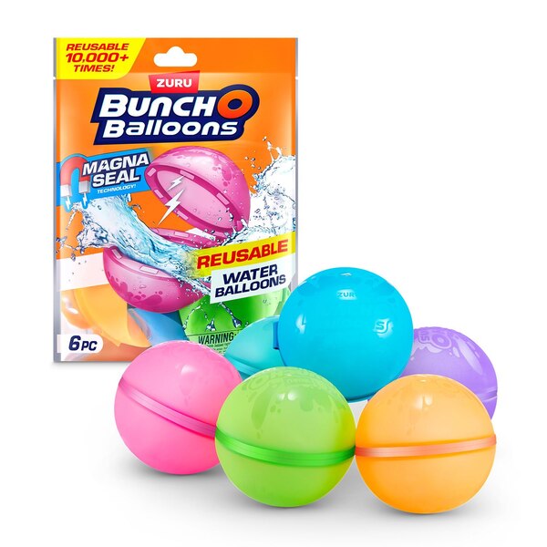 ZURU Bunch O Balloons Magna Seal Reusable Water Balloons, 6 ct