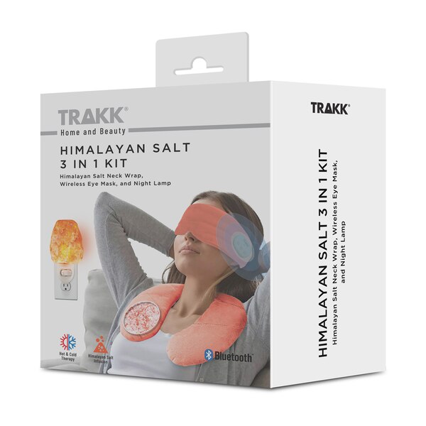 TRAKK Himalayan Salt Relaxation Set Bluetooth Eye Mask, Salt Neck Wrap & Night Lamp