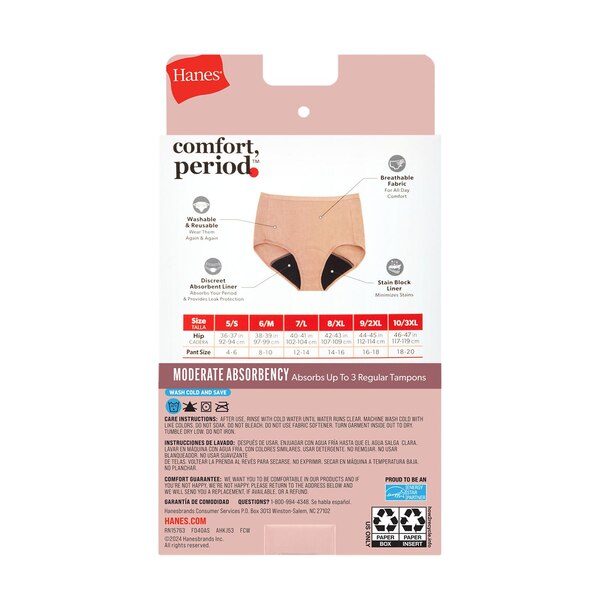 Hanes Comfort Period Underwear, 3 PK