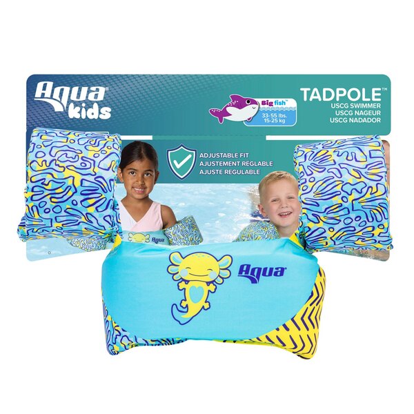 Aqua Kids Tadpole Swimmer USCG Level 70 Life Vest, Fits 33-55 lbs