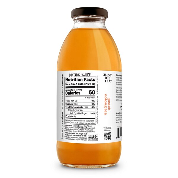 Just Ice Tea, Peach Oolong Ice Tea, 16 Oz