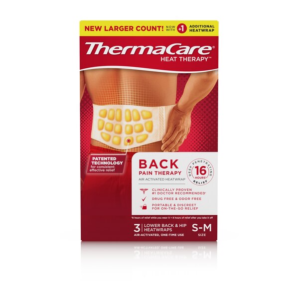ThermaCare Lower Back & Hip Pain Relief Therapy Heat Wraps, 3 CT
