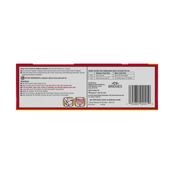 ThermaCare Lower Back & Hip Pain Relief Therapy Heat Wraps, 3 CT