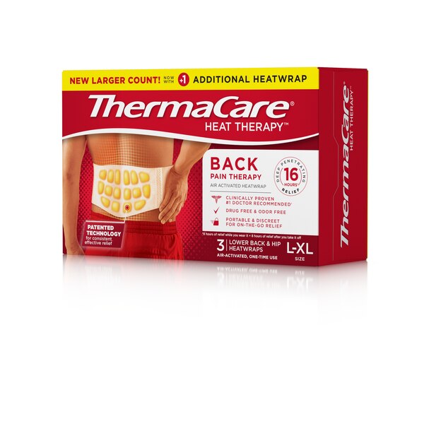 ThermaCare Lower Back & Hip Pain Relief Therapy Heat Wraps, 3 CT