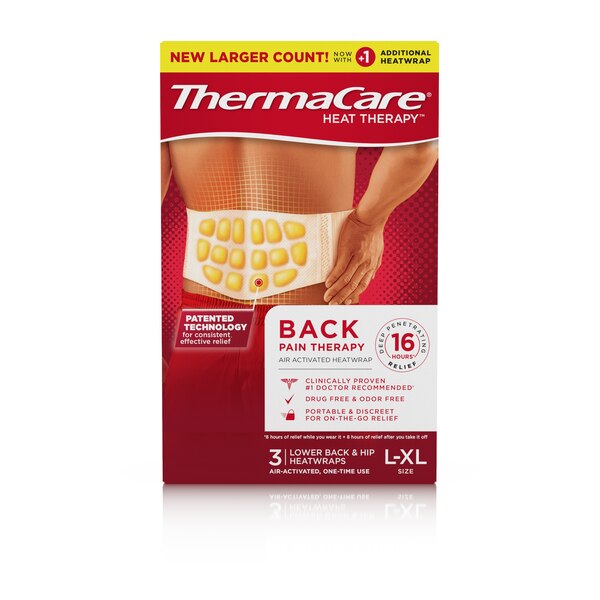ThermaCare Lower Back & Hip Pain Relief Therapy Heat Wraps, 3 CT