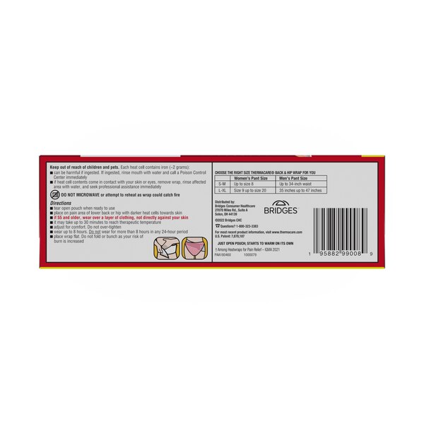 ThermaCare Lower Back & Hip Pain Relief Therapy Heat Wraps, 3 CT