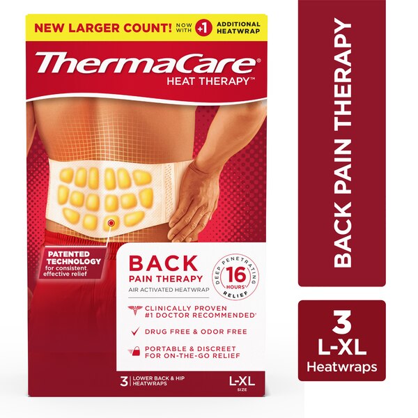 ThermaCare Lower Back & Hip Pain Relief Therapy Heat Wraps, 3 CT