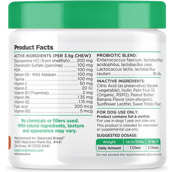 Balanced Breed All-In-1 Canine Multivitamin Soft Chews, Peanut Butter & Banana, 60 ct 