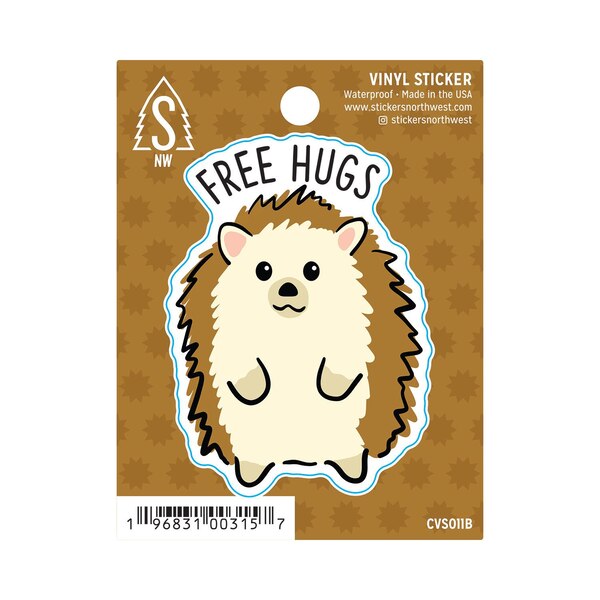 Stickers Northwest "Free Hugs" Hedgehog Vinyl Sticker