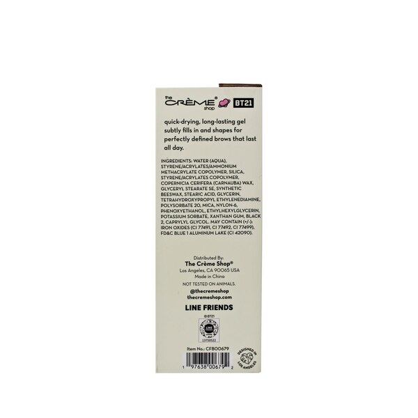 The Creme Shop BT21 Minini Flex Brow Flexible Fiber Gel, Deep Brown