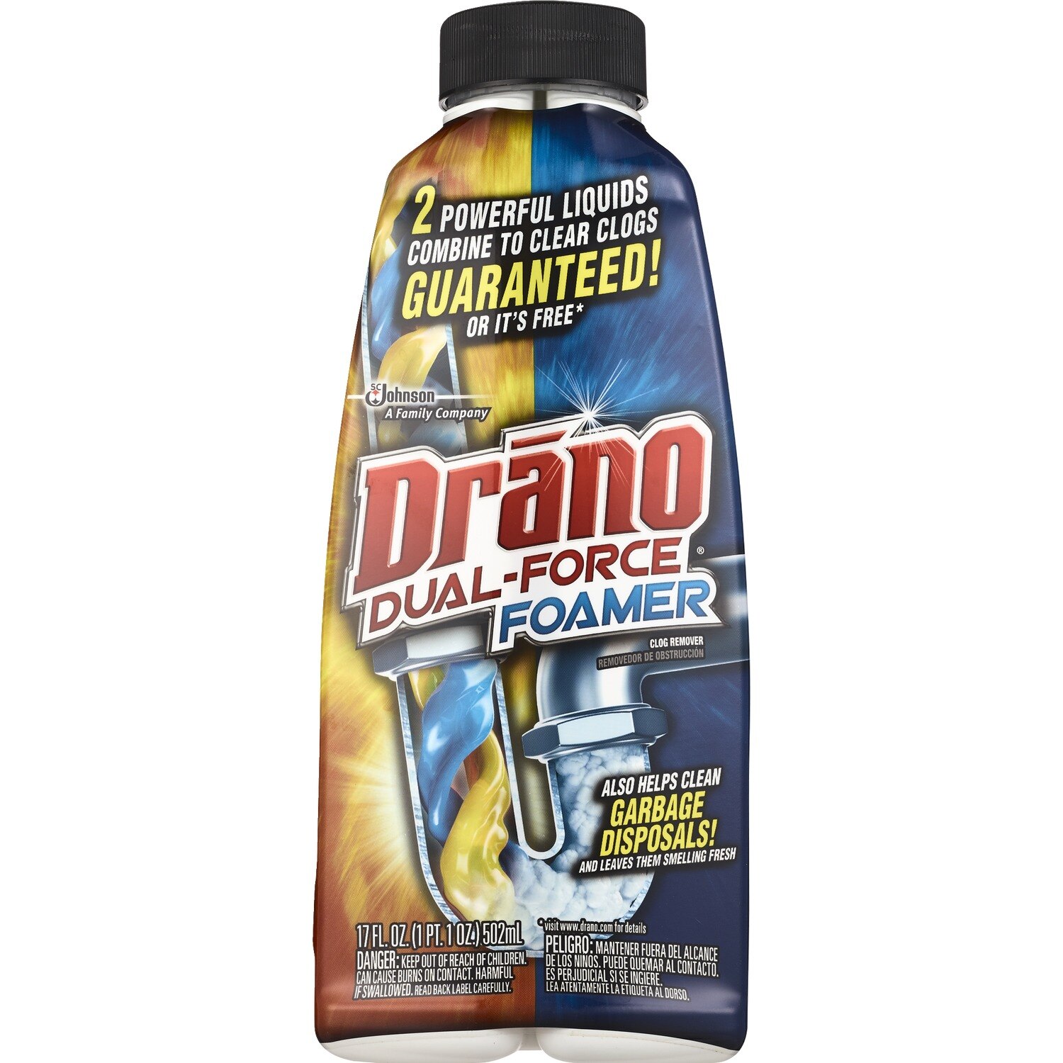 Drano Dual-Force Foamer Clog Remover, 17oz