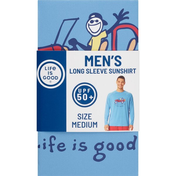 Life is Good Men's Long Sleeve UPF 50+ Sun Shirt, Assorted Sizes, Blue