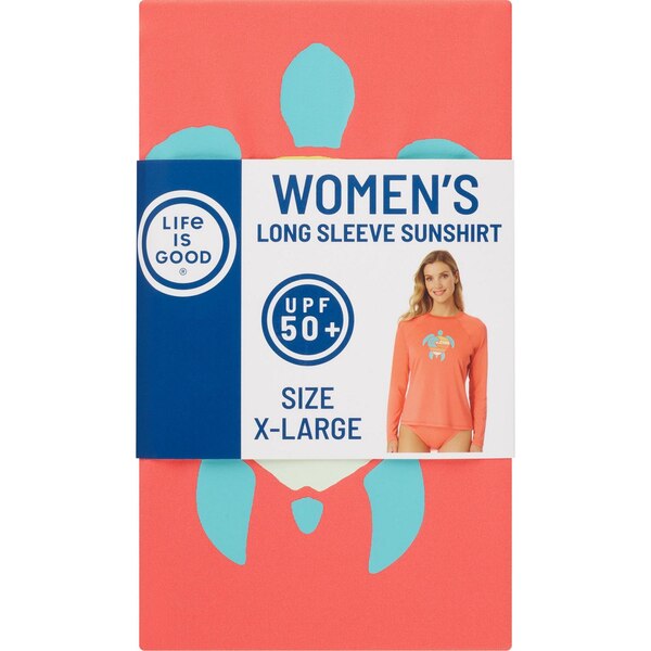 Life is Good Women's Long Sleeve UPF 50+ Sun Shirt, Assorted Sizes, Coral