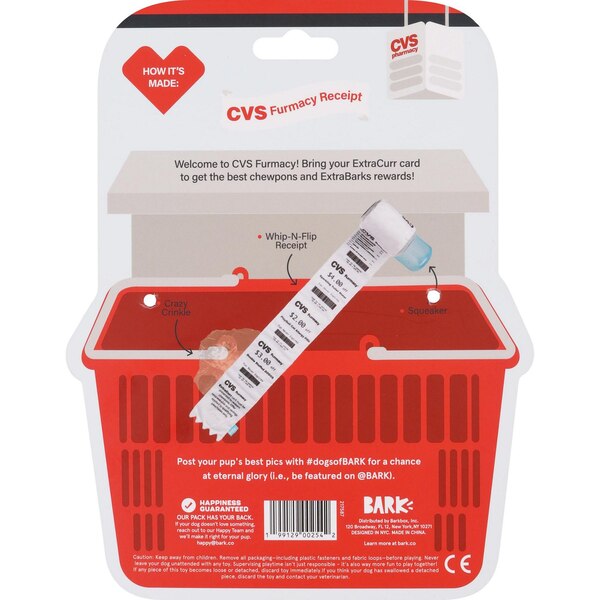 BARK CVS Furmacy Receipt Dog Toy