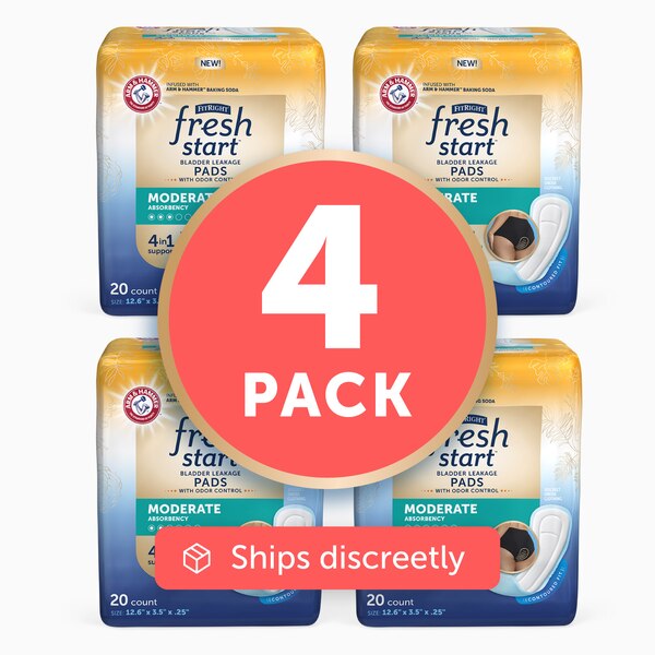 FitRight Fresh Start Urinary Incontinence Pads, Pack of 4