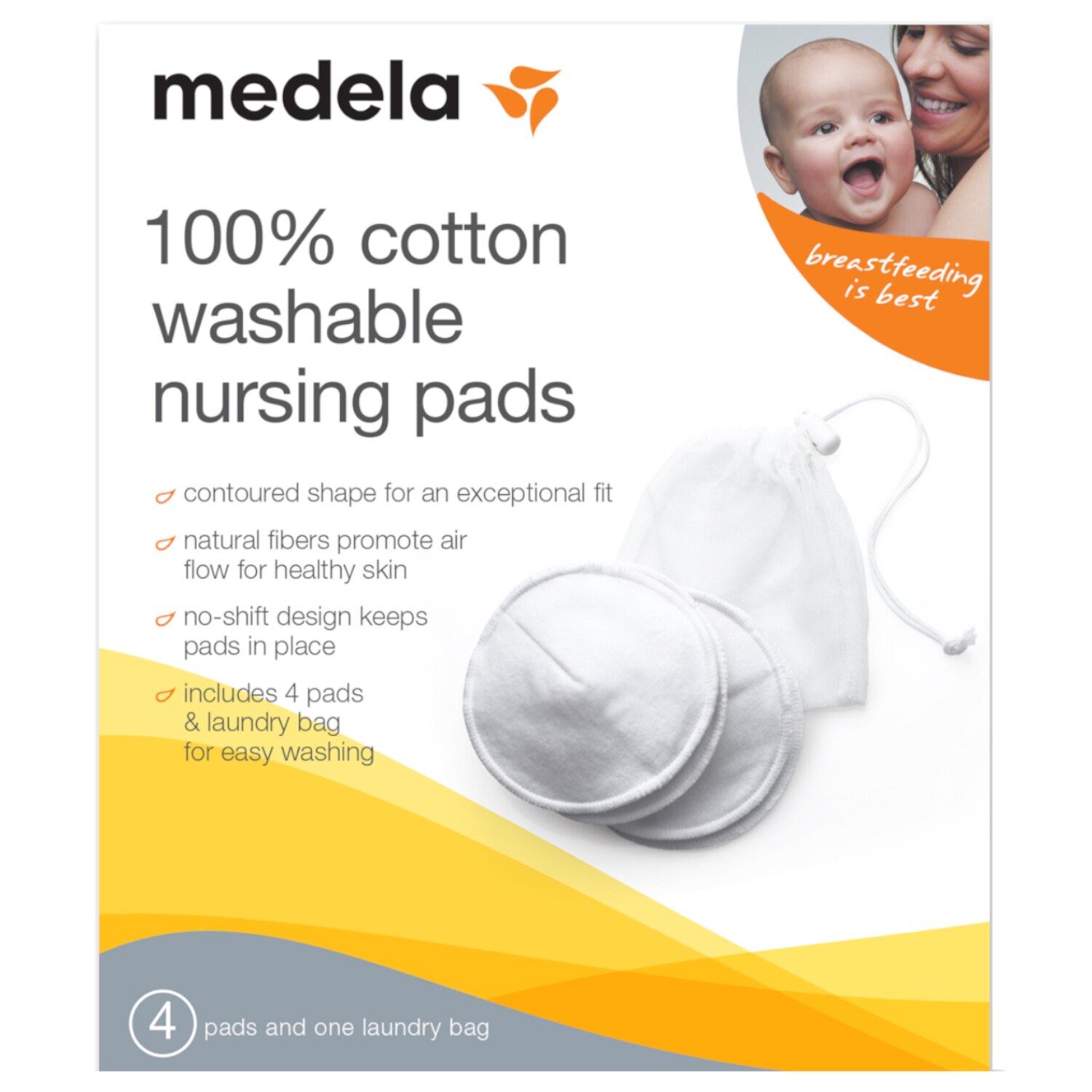 Medela - Almohadillas para sujetador, lavables, 100% algodón