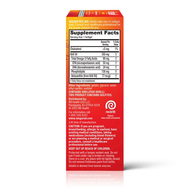MegaRed 350mg Superior Omega-3 Krill Oil Softgels, 60 CT