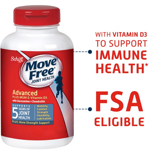 Move Free Glucosamine Chondroitin MSM Vitamin D3 and Hyaluronic Acid Joint Supplement, 80CT