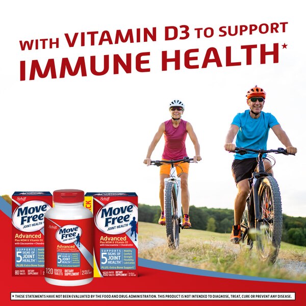 Move Free Glucosamine Chondroitin MSM Vitamin D3 and Hyaluronic Acid Joint Supplement, 80CT
