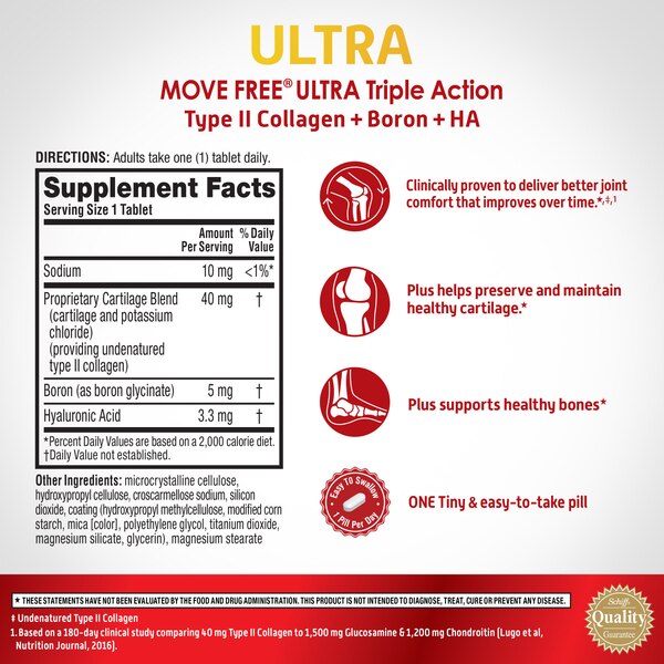 Move Free Ultra UC-II Collagen and Hyaluronic Acid Joint Supplement, 30CT