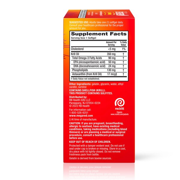 MegaRed 350mg Superior Omega-3 Krill Oil Softgels, 120 CT
