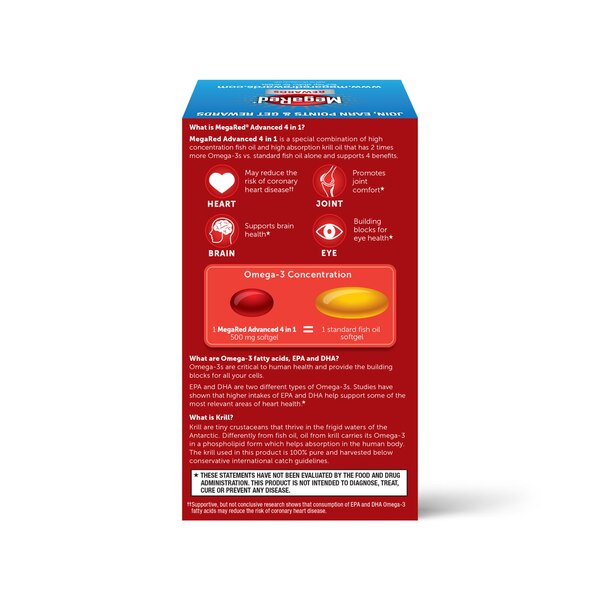 MegaRed Advanced 4-in-1 Omega-3 Softgels, 500 MG, 80 CT