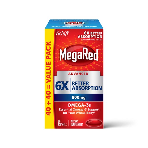 Schiff MegaRed Advanced 3x Triple Absorption Softgels, 800 MG, 80 CT