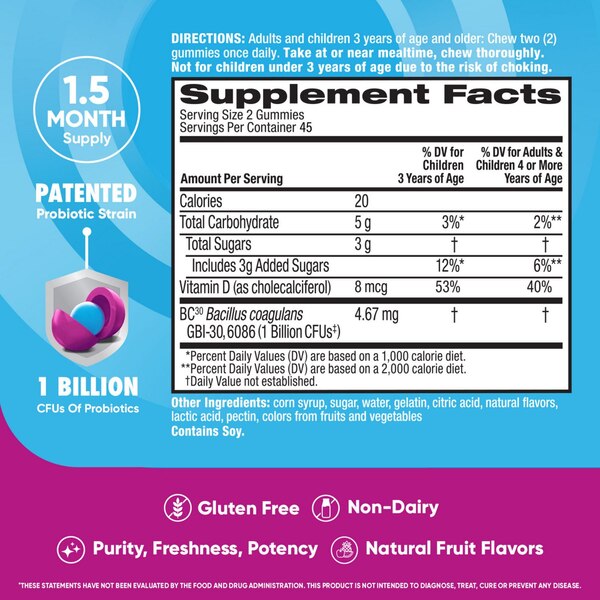 Digestive Advantage Superfruit Daily Probiotic Gummies & Immune Health