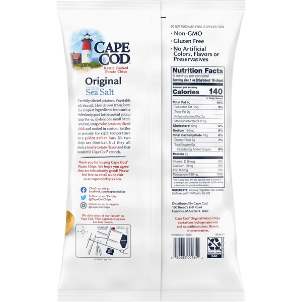 Cape Cod Original Kettle Cooked Potato Chips, 8 oz