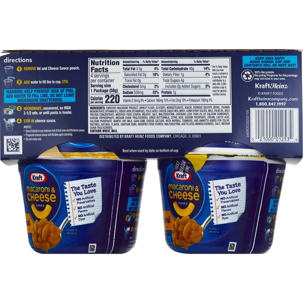 Kraft Easy Mac Original Microwavable Macaroni & Cheese Dinner, 4 ct, 8.2 oz