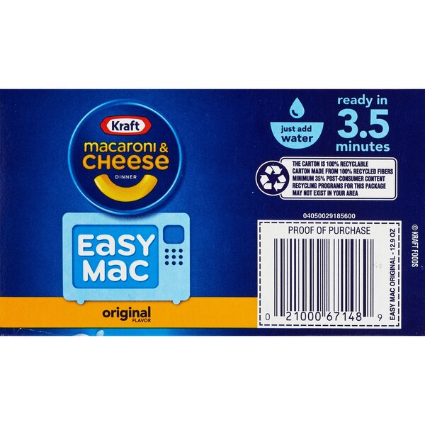 Kraft Easy Mac Microwaveable Snack Packets Original