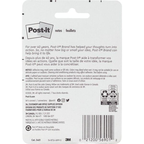 Post-It Notes Assorted Colors 4 Packs Of 50 Each 2-7/8 X 2-7/8 Inch