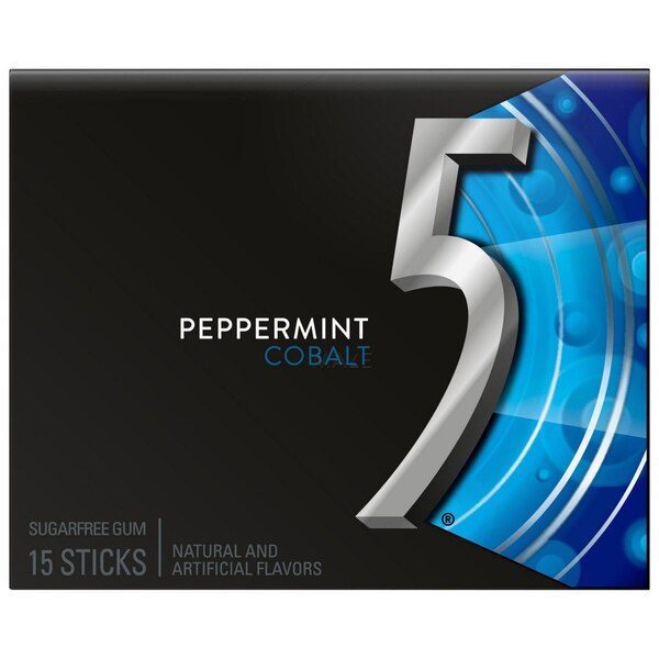 5 Gum Peppermint Cobalt Sugarfree Gum, 15 ct