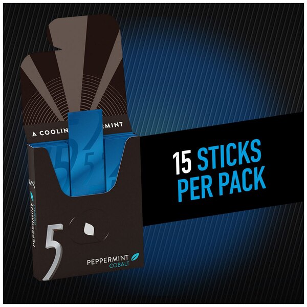 5 Gum Peppermint Cobalt Sugarfree Gum, 15 ct