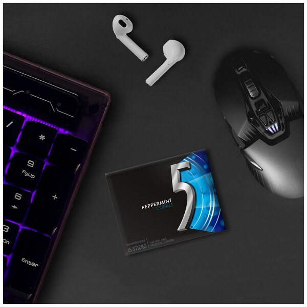 5 Gum Peppermint Cobalt Sugarfree Gum, 15 ct