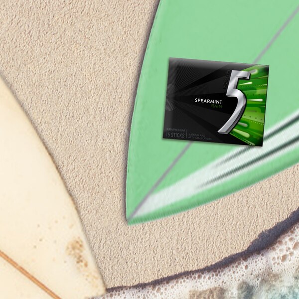 5 Gum Spearmint Rain Sugarfree Gum, 15 ct